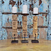 Indian Wooden Candle Holder Stand (Set of 3) 101